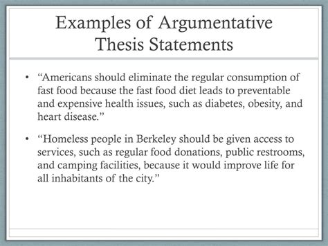 How do you start a thesis statement for an argumentative essay?