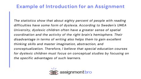 How do you start an introduction for an assignment example?