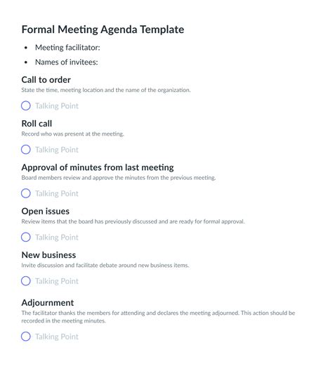 How do you structure a formal meeting?