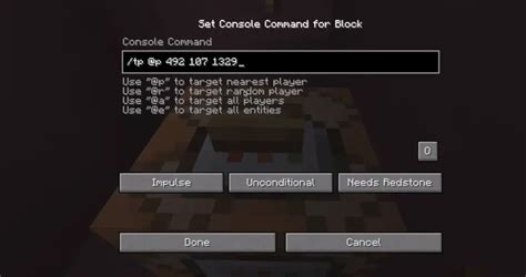 How do you teleport to coordinates with a command block?