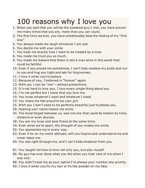How do you write 100 reasons why you love someone?