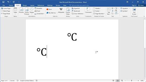 How do you write 37 degrees Celsius in Word?