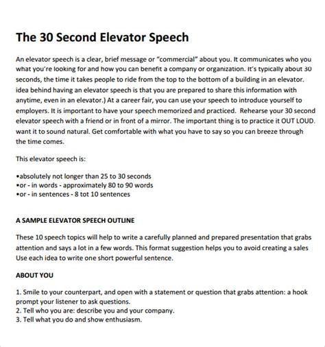 How do you write a 30-second speech?