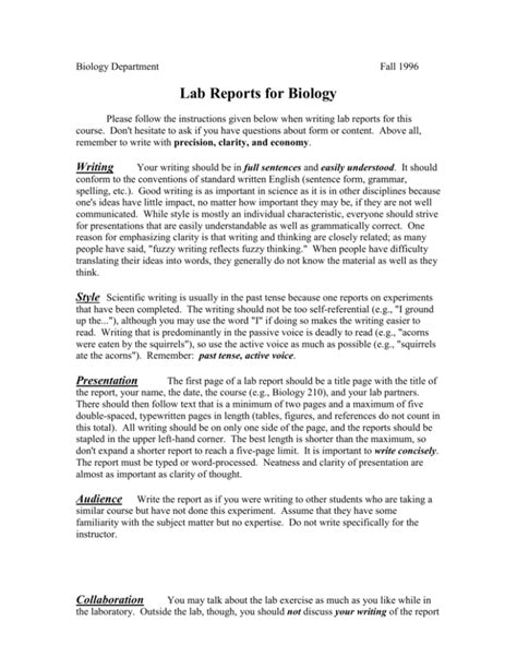 How do you write a biology lab report?