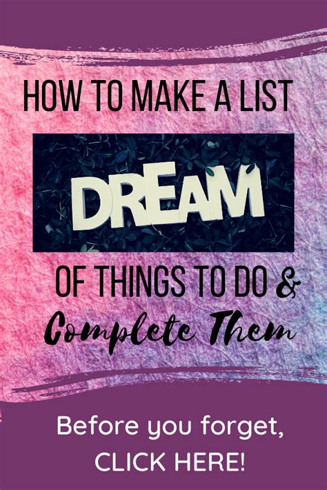 How do you write a dream list?
