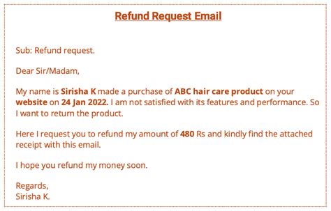 How do you write a refund email?