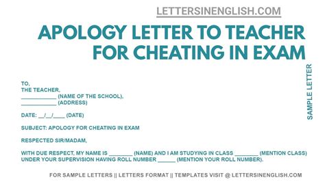 How do you write an apology letter for cheating on a test?