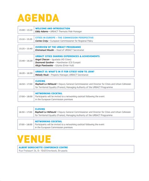 How do you write an event agenda?