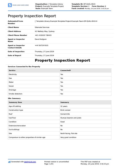 How do you write an inspection summary?