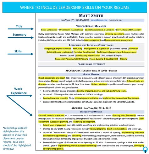 How do you write leadership skills on a CV?