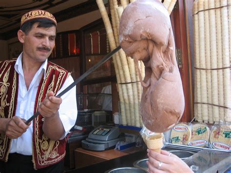 How does Turkish ice cream stick?