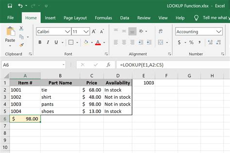 How does lookup function work in Excel?