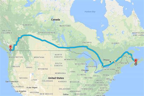 How far is Canada from Chicago by train?