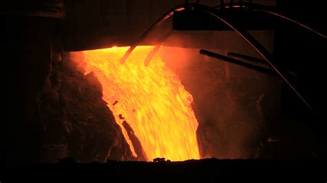 How hot is the molten metal in the blast furnaces?