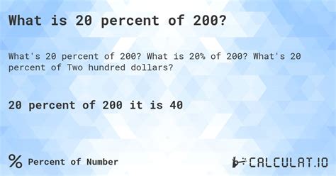 How is 20 percent of 200?