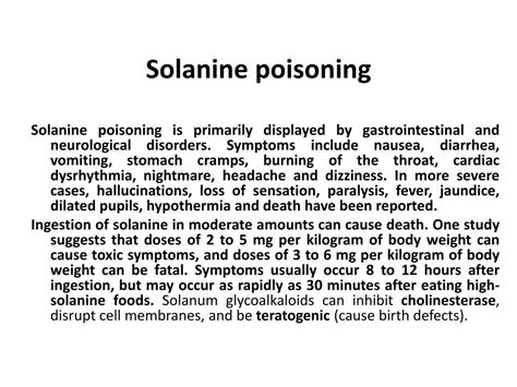 How is solanine poisoning caused?