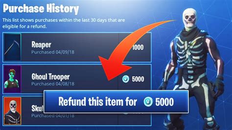 How long can you refund Fortnite Skins?