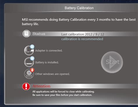 How long does battery calibration MSI take?