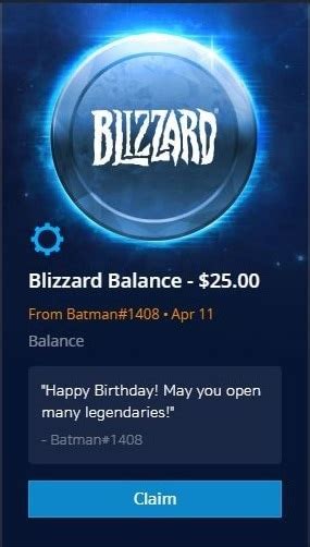 How long does it take to gift Blizzard balance?