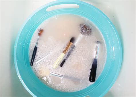 How long should I soak my makeup brushes for?
