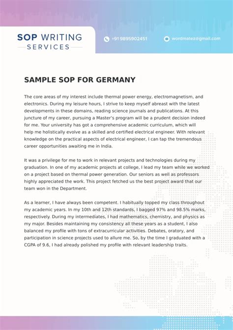 How long should an SOP be for Masters in Germany?