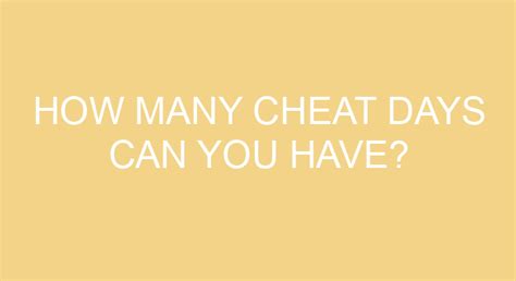 How many cheat days is too many?