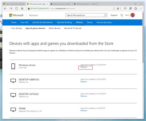 How many devices can be linked to Microsoft account?