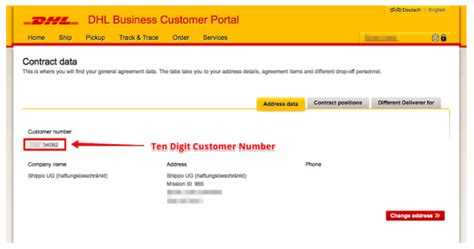 How many digits are in a DHL account number?