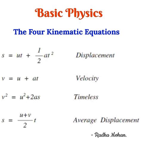 How many kinematics equations are used in physics?