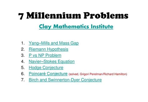 How many of the 7 millennium problems have been solved?