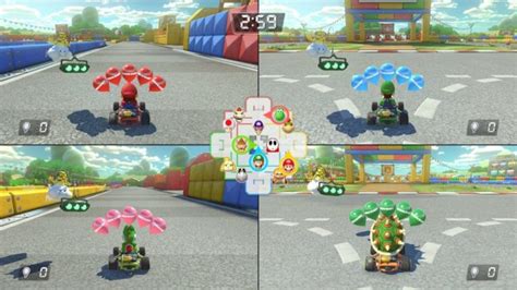 How many players can play Mario Kart Switch splitscreen?