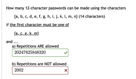 How many possibilities are there in a 12 character password?