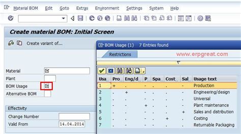 How many types of BoM are there in SAP?