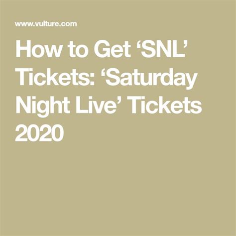 How much are tickets to Saturday Night Live?