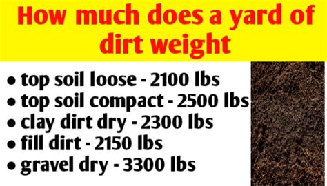 How much does 2 yards of dirt weigh?