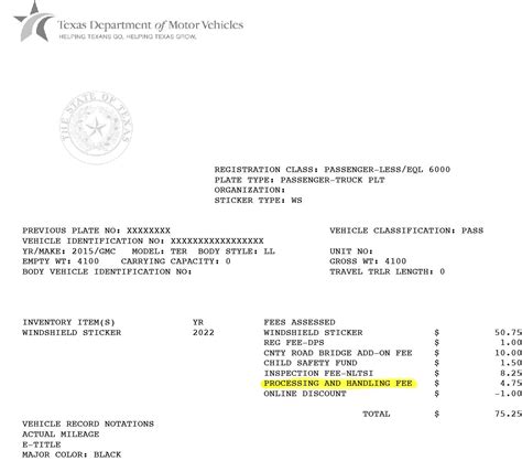 How much does car inspection and registration cost in Texas?