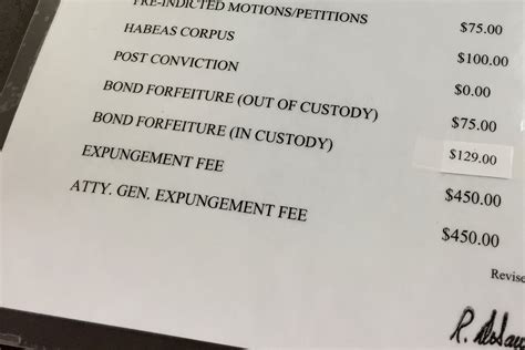 How much does it cost to expunge a felony in Texas?