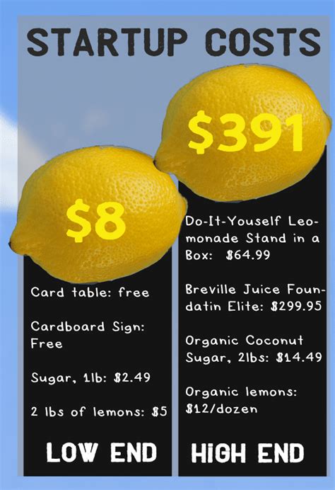 How much does it cost to start a lemonade business?