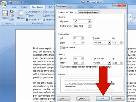 How much should you indent the first line of a paragraph?