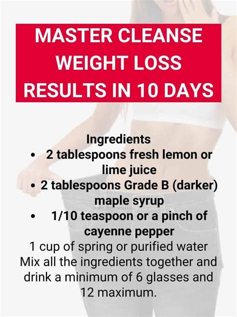 How much weight can you lose on Master Cleanse in 10 days?