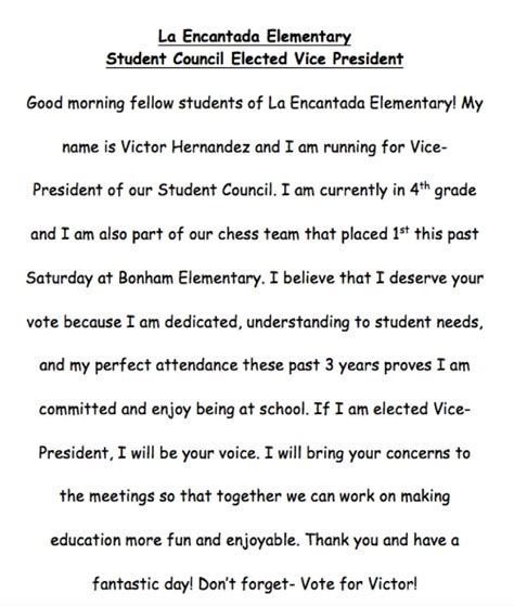 How should I end my student council speech?