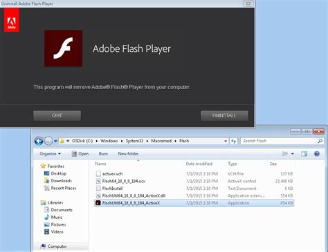 How to Uninstall Adobe Flash Player using command line?