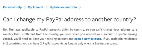 How to change PayPal country?
