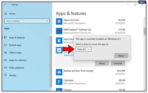 How to change the location where the apps are installed Windows 10?
