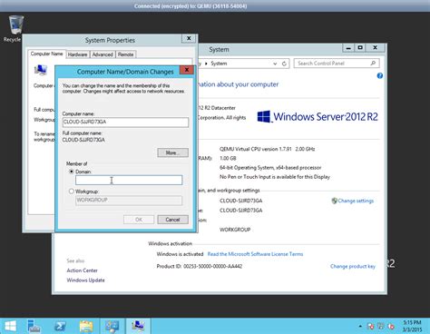 How to change workgroup to domain in Windows Server 2012 r2?