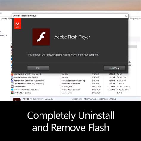 How to completely Uninstall and remove Adobe Flash Player for Windows 10?