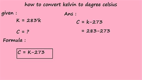 How to convert 1 K to 1 C?