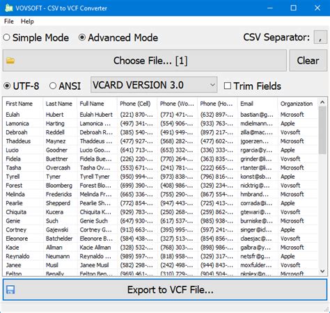 How to convert CSV file to VCF online free?