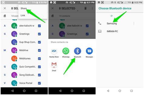 How to copy contacts from one Android phone to another via Bluetooth?