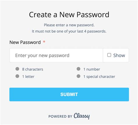 How to create new password?